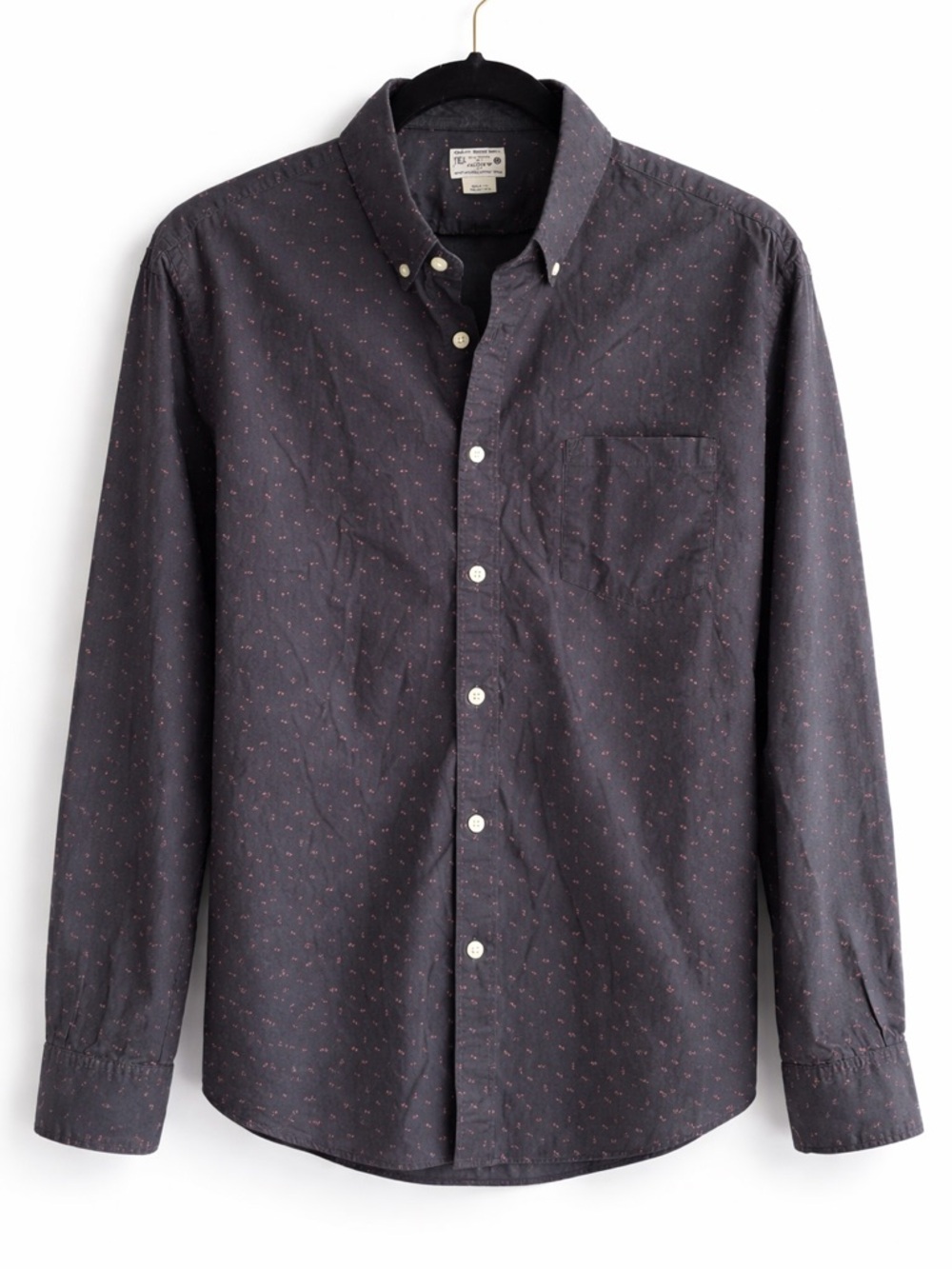J.Crew Button Down Shirt Black Micro Print Cotton Men’s Medium Casual